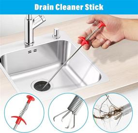 img 3 attached to 🚽 Reliahom 3 Pack Drain Clog Remover: Stainless Steel Hair Clog Remover, Cleaner Stick, and Brush - Ideal for Bathroom Tub, Toilet, Kitchen Sink, Sewer