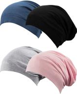 🎀 satinior 4-piece satin lined sleep cap slouchy beanie slap hat for women - enhance your sleepwear style with satin comfort logo