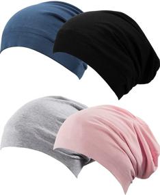 img 1 attached to 🎀 Satinior 4-Piece Satin Lined Sleep Cap Slouchy Beanie Slap Hat for Women - Enhance Your Sleepwear Style with Satin Comfort