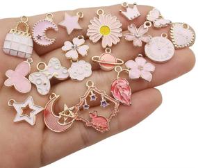 img 1 attached to 💖 30pcs Mixed Enamel Charms Pendants with Pink Theme for Jewelry Making Bulk lot Necklace Earrings Bracelet Craft Findings (M473)