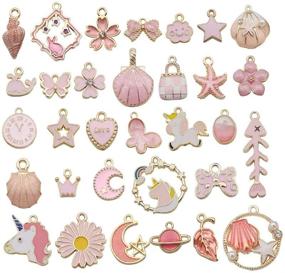 img 3 attached to 💖 30pcs Mixed Enamel Charms Pendants with Pink Theme for Jewelry Making Bulk lot Necklace Earrings Bracelet Craft Findings (M473)