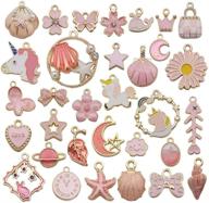 💖 30pcs mixed enamel charms pendants with pink theme for jewelry making bulk lot necklace earrings bracelet craft findings (m473) logo