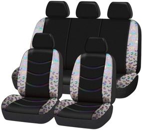 img 4 attached to 🦋 Enhance Your Car's Style with CAR-GRAND Universal Fit Gorgeous Butterfly Leather Seat Covers in Light Pink - Full Set Package with Zipper Design, Airbag Compatible!