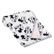 🐭 lambs & ivy disney baby minnie mouse blanket - soft white/pink minky/jersey fabric logo