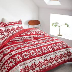 img 1 attached to 🎁 Uozzi Bedding Christmas Red Comforter Set Queen Size - Holiday Style Reversible Down Alternative Duvet for New Year Gift Choice - 800 TC with Red White Snowflake Design and 2 Pillow Shams