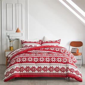 img 3 attached to 🎁 Uozzi Bedding Christmas Red Comforter Set Queen Size - Holiday Style Reversible Down Alternative Duvet for New Year Gift Choice - 800 TC with Red White Snowflake Design and 2 Pillow Shams