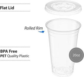 img 2 attached to 🥤 [Pack of 50] Clear PET Plastic Cups - 20 Oz - with Flat Lids for Iced Coffee, Cold Drinks, Milkshake, Slush Cups, Smoothies, Slurpees - Ideal for Parties and Disposable Use