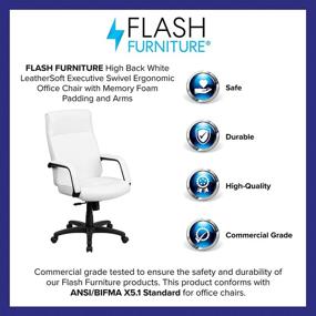 img 1 attached to High Back White LeatherSoft Executive Swivel Ergonomic Office Chair with Memory Foam Padding and Arms by Flash Furniture