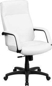 img 3 attached to High Back White LeatherSoft Executive Swivel Ergonomic Office Chair with Memory Foam Padding and Arms by Flash Furniture