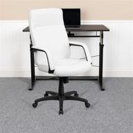 high back white leathersoft executive swivel ergonomic office chair with memory foam padding and arms by flash furniture логотип