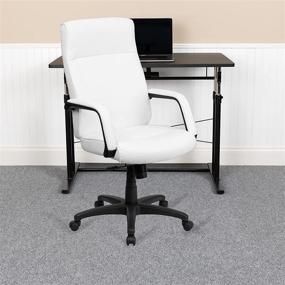 img 4 attached to High Back White LeatherSoft Executive Swivel Ergonomic Office Chair with Memory Foam Padding and Arms by Flash Furniture