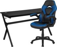 🎮 ultimate gaming setup: flash furniture gaming desk and racing chair set with cup holder, headphone hook, and mouse pad - enhance your gaming experience with premium features logo