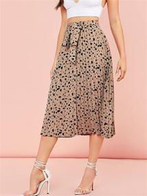 img 2 attached to Floerns Women's Floral Printed Midi Skirt – Trendy A-Line Pleated Ruffle Style with Elastic Waist