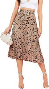 img 4 attached to Floerns Women's Floral Printed Midi Skirt – Trendy A-Line Pleated Ruffle Style with Elastic Waist