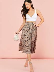 img 1 attached to Floerns Women's Floral Printed Midi Skirt – Trendy A-Line Pleated Ruffle Style with Elastic Waist