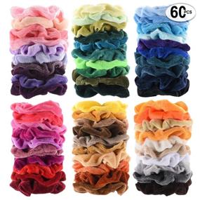 img 3 attached to 🎁 60 Pcs Premium Velvet Hair Scrunchies: Must-Have Hair Bands for Women or Girls with Gift Bag - Perfect Holiday Gift