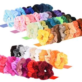 img 2 attached to 🎁 60 Pcs Premium Velvet Hair Scrunchies: Must-Have Hair Bands for Women or Girls with Gift Bag - Perfect Holiday Gift