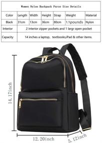 img 3 attached to 🎒 Nylon Women's Mini Backpack Purse in Black - Fashionable & Lightweight Travel Bag for Ladies and Girls