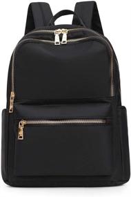 img 4 attached to 🎒 Nylon Women's Mini Backpack Purse in Black - Fashionable & Lightweight Travel Bag for Ladies and Girls