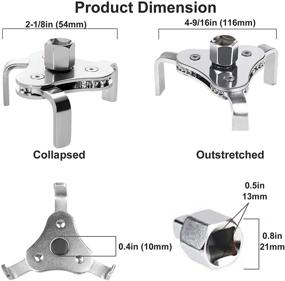 img 2 attached to 🔧 Versatile 2-1/8'' to 4-9/16'' Universal Adjustable Oil Filter Wrench: 3 Jaw Removal Tool