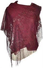 img 4 attached to Womens Black Scarf Lightweight Fringes Women's Accessories for Scarves & Wraps