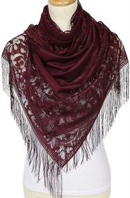 img 3 attached to Womens Black Scarf Lightweight Fringes Women's Accessories for Scarves & Wraps