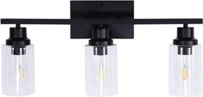 img 4 attached to Lynnmy Black 3-Light Wall Sconce: Modern Bathroom Vanity Light with Clear Glass for Porch Hallway Bedroom Bar Stairs