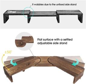 img 3 attached to J JACKCUBE DESIGN Rustic Torched Wood Dual Monitor Stand, Adjustable Angle Riser for 2 Monitors, Office Desk Organizer, Computer Tabletop Screen Shelf for PC, TV, Laptop - MK547B