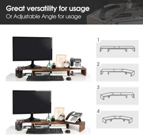 img 1 attached to J JACKCUBE DESIGN Rustic Torched Wood Dual Monitor Stand, Adjustable Angle Riser for 2 Monitors, Office Desk Organizer, Computer Tabletop Screen Shelf for PC, TV, Laptop - MK547B