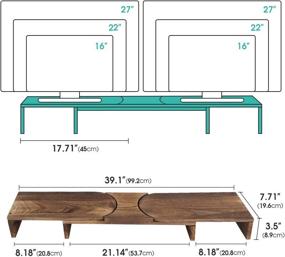 img 2 attached to J JACKCUBE DESIGN Rustic Torched Wood Dual Monitor Stand, Adjustable Angle Riser for 2 Monitors, Office Desk Organizer, Computer Tabletop Screen Shelf for PC, TV, Laptop - MK547B