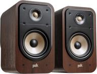 🔊 polk signature elite es20 bookshelf speaker - hi-res audio, dolby atmos &amp; dts:x compatible, 1&#34; tweeter &amp; 6.5&#34; woofer, power port technology for effortless bass (pair, contemporary walnut) logo