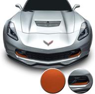 optix front grille brake scoop accent vinyl decal overlay wrap, совместимая с corvette c7 z06 grand sport 2014-2019 — metallic matte chrome copper логотип