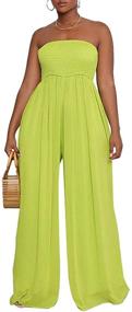 img 2 attached to 👗 Ophestin Chiffon Smocked Shoulder Jumpsuits for Women in Jumpsuits, Rompers & Overalls