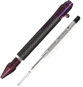 img 2 attached to ✏️ Compact Size 4.5'' Carbon Fiber Bolt Action Pen with Retractable Stylus Tip for Touch Screens, Skelton Out Deep Pocket Clip - Carbon Fiber Purple