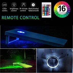 img 3 attached to 🔆 Cornhole LED Lights, 12 Ultra Bright LEDs Board Corn Hole Light, Multicolor Changing with Remote Control Board Ring Lights, Easy Mounting, Illuminates Your Outdoor Backyard Bean Bags Toss Game (2 Sets)