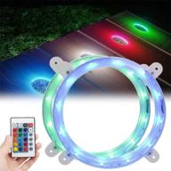 🔆 cornhole led lights, 12 ultra bright leds board corn hole light, multicolor changing with remote control board ring lights, easy mounting, illuminates your outdoor backyard bean bags toss game (2 sets) логотип