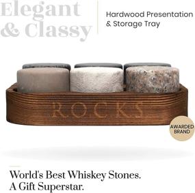 img 1 attached to 🥃 R.O.C.K.S. Whiskey Chilling Stones - Premium Handcrafted Granite Round Sipping Rocks, Set of 6 - Hardwood Tray - Perfect Gift