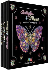 img 4 attached to 📚 Engaging Adult Coloring Books Set: Discover Landmarks, Henna Art, Butterflies, and Flower Designs - 3 Pack