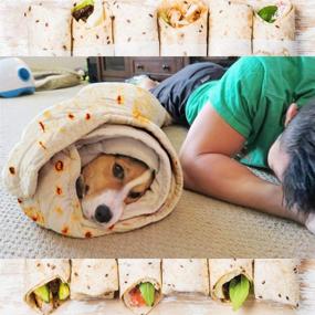 img 2 attached to 🌯 Outivity Burrito Tortilla Blanket - Oversized 80 Inch Flannel Tortilla Blanket for Adults and Kids – Round, Soft, and Novelty Gift for Everyone!
