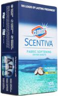 🥥 clorox scentiva fabric softening dryer sheets: pacific breeze & coconut scent, 105 count logo