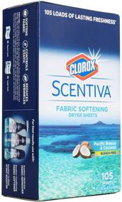 img 4 attached to 🥥 Clorox Scentiva Fabric Softening Dryer Sheets: Pacific Breeze & Coconut Scent, 105 Count