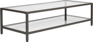 🌑 modern gray pewter glass coffee table with clear glass - studio designs home, 55" rectangular living room coffee table logo