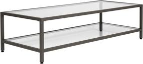 img 4 attached to 🌑 Modern Gray Pewter Glass Coffee Table with Clear Glass - Studio Designs Home, 55" Rectangular Living Room Coffee Table