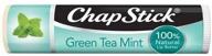 🍃 chapstick 100% natural lip butter - green tea mint - 0.15 oz (pack of 6) - hydrating and nourishing lip care logo