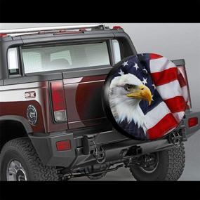 img 3 attached to 🦅 Foruidea Waterproof American Flag Eagle Spare Tire Cover UV Sun Wheel Tire Cover - Fits Jeep, Trailer, RV, SUV, and Various Vehicles (14, 15, 16, 17 Inch)