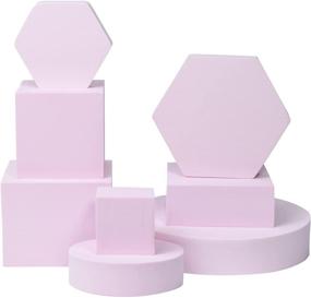 img 4 attached to YOOCHEESE Photography Background Props - Multicolor Pink Foam Shapes for Lipstick, Jewelry, Cosmetics, Food; Geometric Cube Photo Props for Makeup Tools and Products