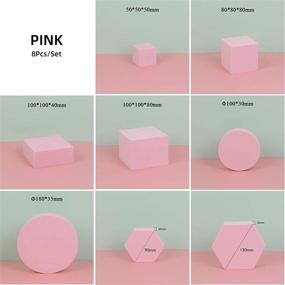 img 3 attached to YOOCHEESE Photography Background Props - Multicolor Pink Foam Shapes for Lipstick, Jewelry, Cosmetics, Food; Geometric Cube Photo Props for Makeup Tools and Products
