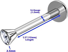 img 3 attached to 💎 Set of 2 Internally Threaded Surgical Steel 16g Labret Earrings Piercing Jewelry Lip Monroe with 2.5mm Flat Head Crystal - Expanded Selection Available for More Choices