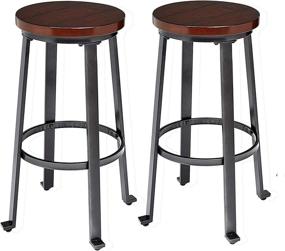 img 4 attached to 🪑 Rustic Brown Pub Height Barstool Set of 2, 29 Inch Seat Height by Ball & Cast