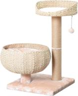 🐱 natural bowl-shaped cat tree with perch from petpals, made of paper rope logo